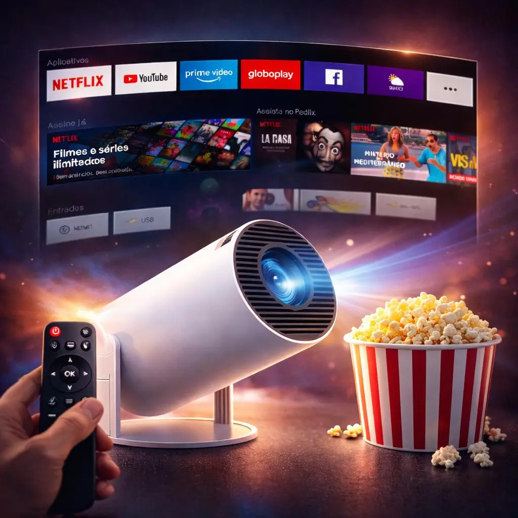 Projetor Hy300 Suporta 4K 1080p Wifi 6 Android 11 Portátil, Cor Branco