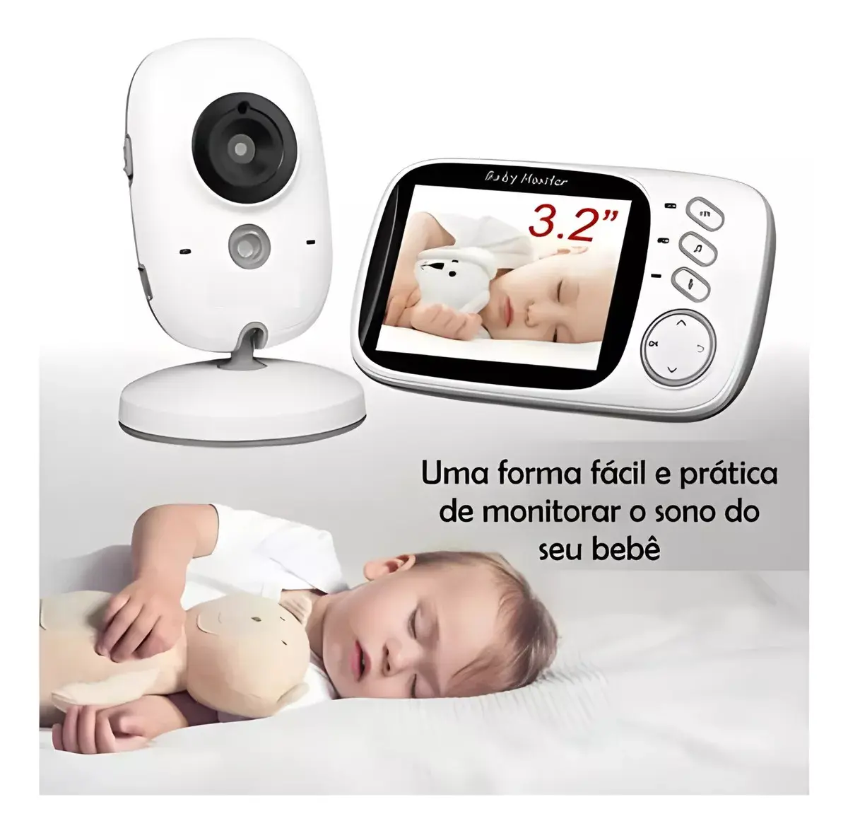 Babá Eletrônica Baby Monitor VB603 Visão Noturna Dual Áudio — Cor Branco