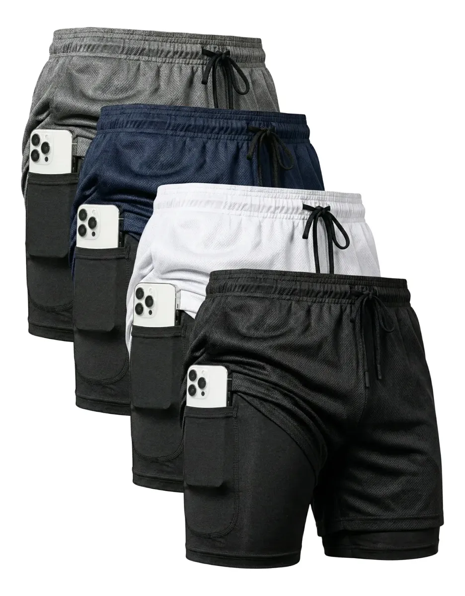 Kit 4 Shorts 2 Em 1 Duplo Dryfit Masculino Compressão Térmica