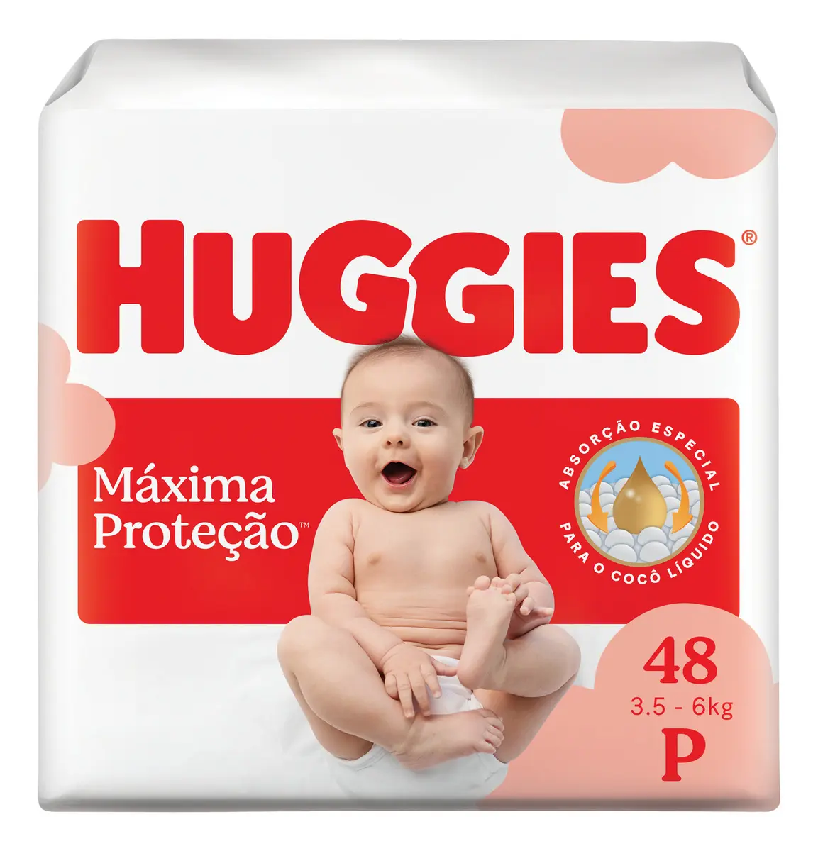 Huggies Fralda Descartável Máxima Proteção P – 48 Un