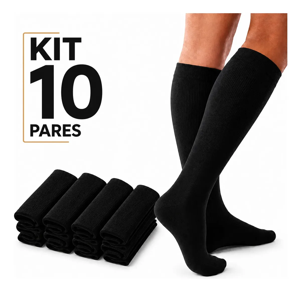Kit 10 pares meião preto