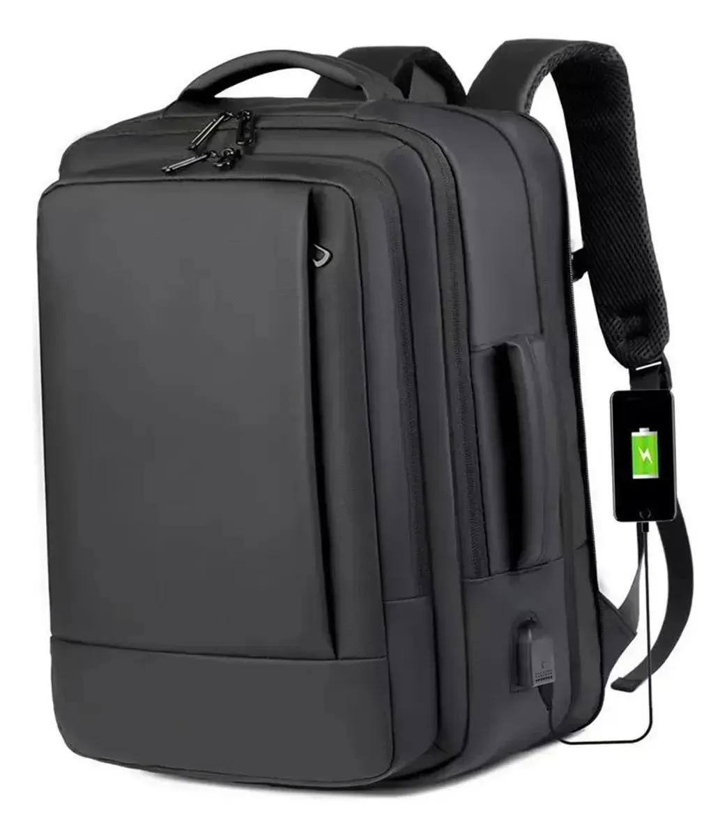Mochila Jiesipote À Prova D’água Reforçada Expansível — Cor Preto