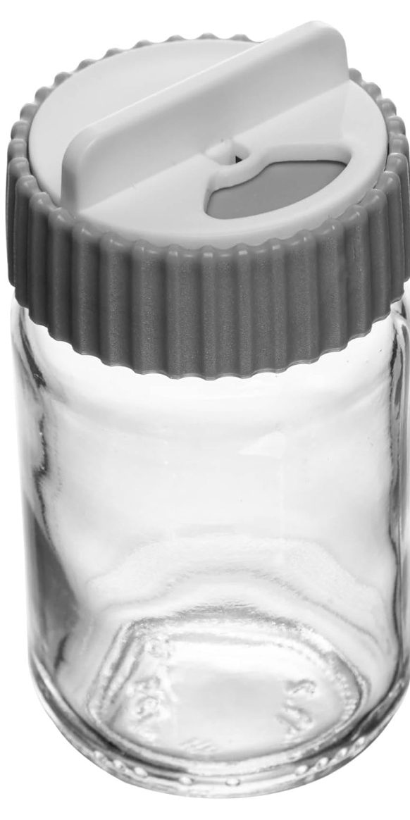 Saleiro/Pimenteiro com Tampa Rotativa Siena 100ml Cinza Vidro