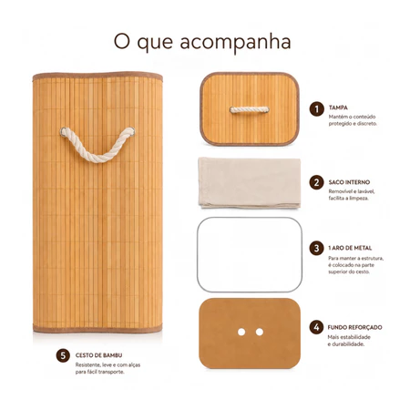 Cesto de Bambu dobrado para guardar