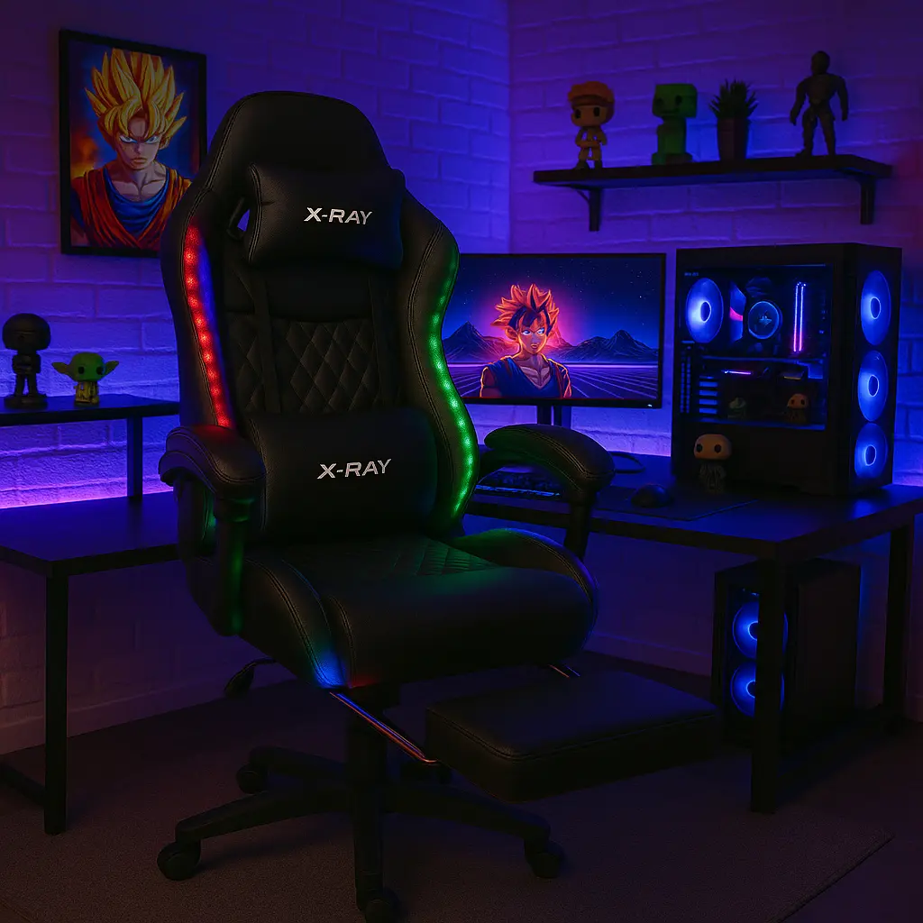 🎮🔥 CADEIRA GAMER X-RAY RGB — CONFORTO E ESTILO PRA SUA SETUP 🔥🎮