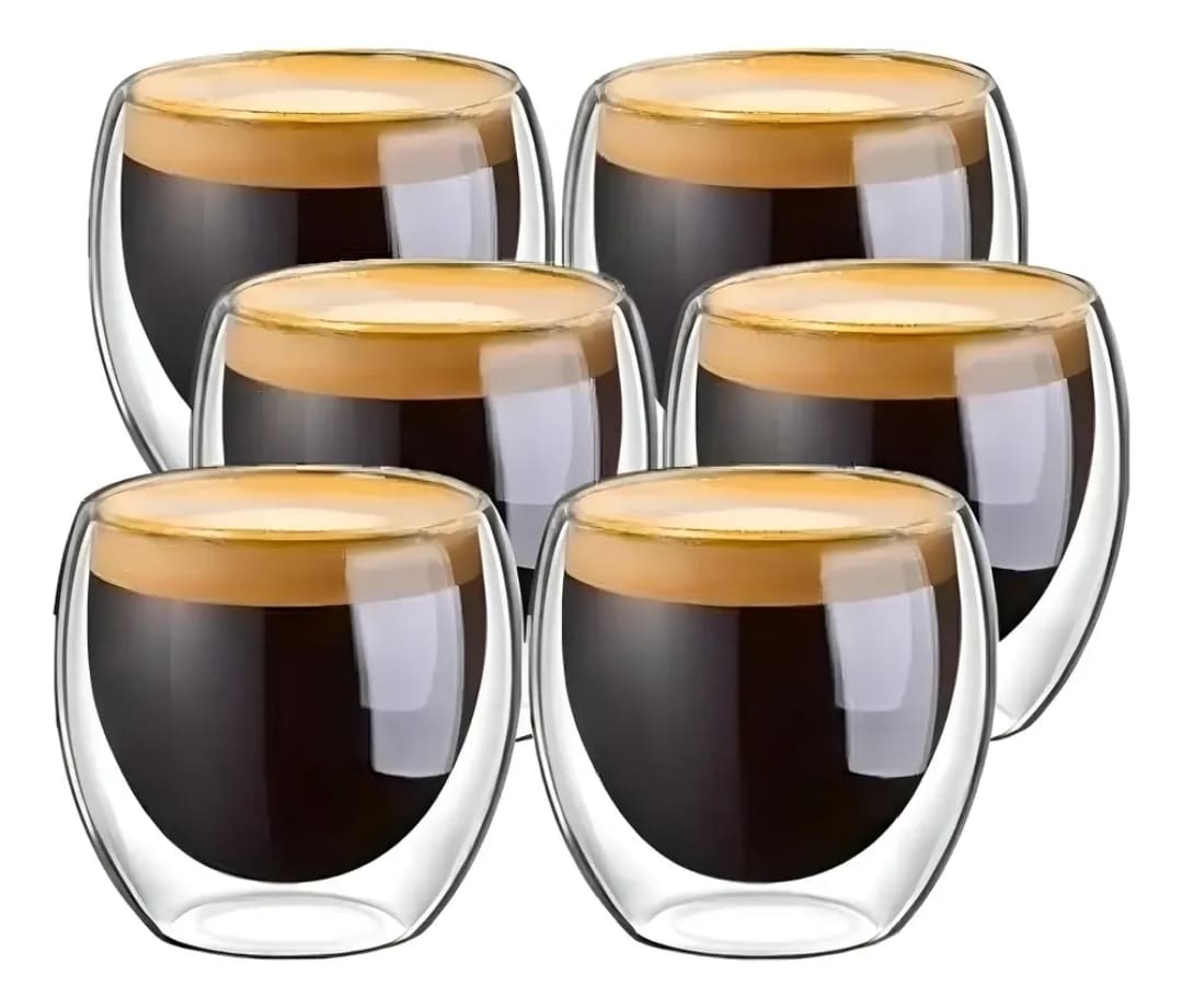 Copos De Vidro Borosilicato Duplo Nespresso 6 Unidades Cor Transparente