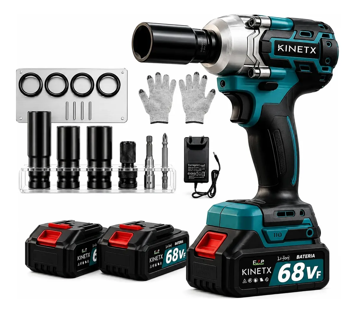 Chave Impacto Kinetx 880nm Brushless 21v+2 Bat Kit Completo