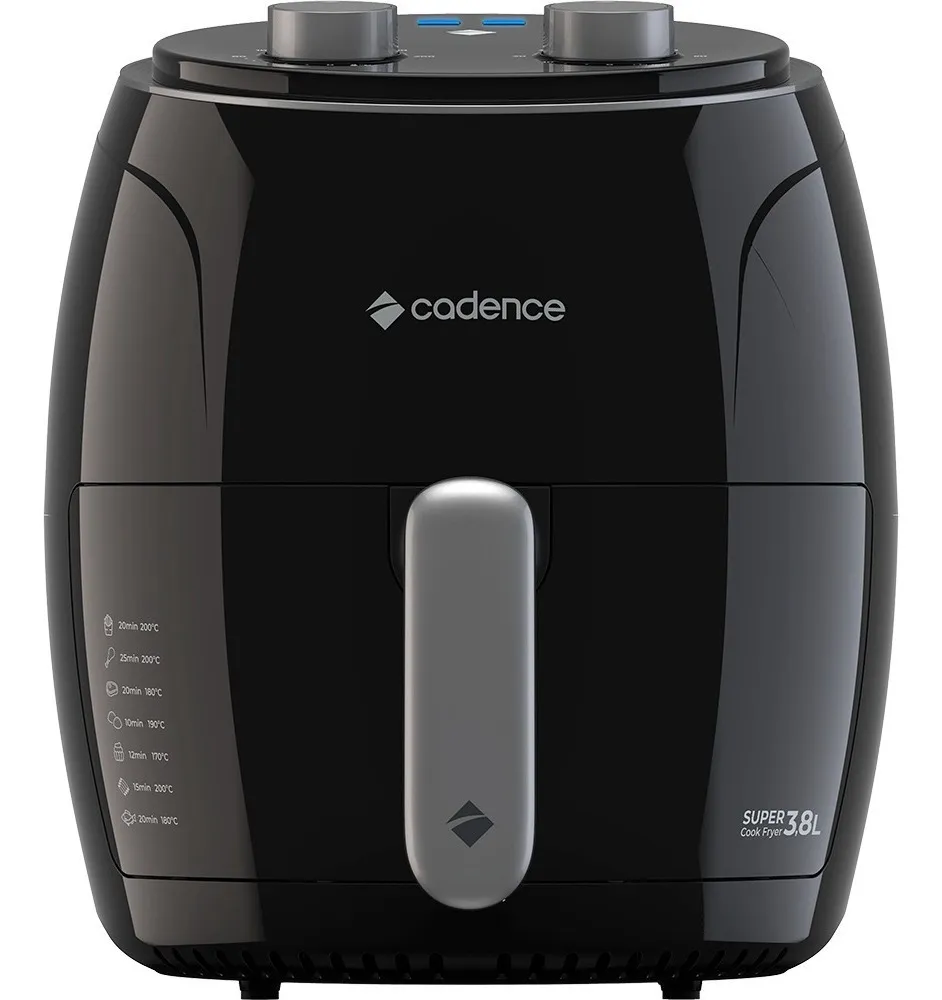 Fritadeira Sem Óleo Super Cook Fryer 3,8l Cadence Cor Preto