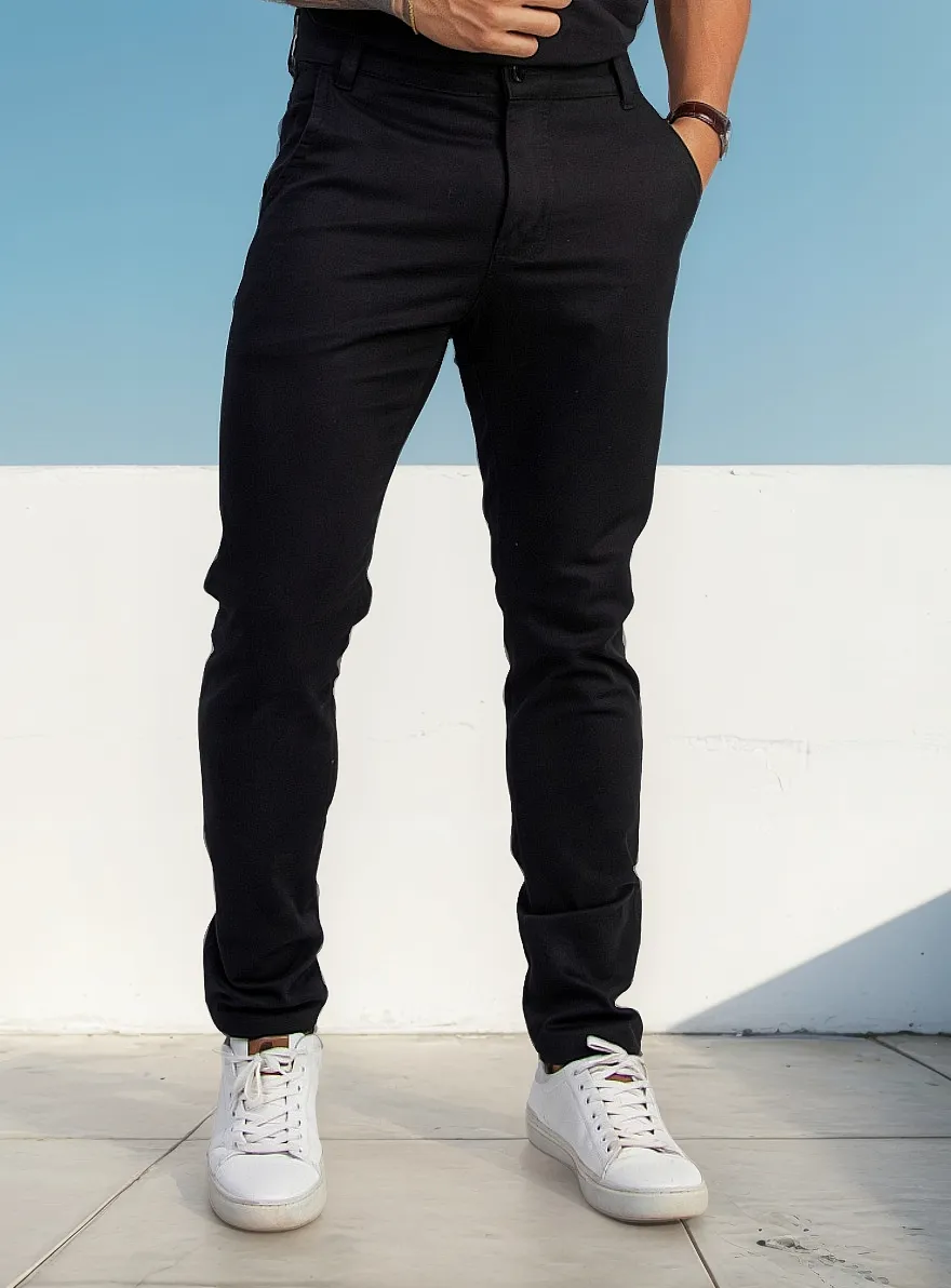 Calça Sarja Social Masculina Esporte Fino Com Elastano