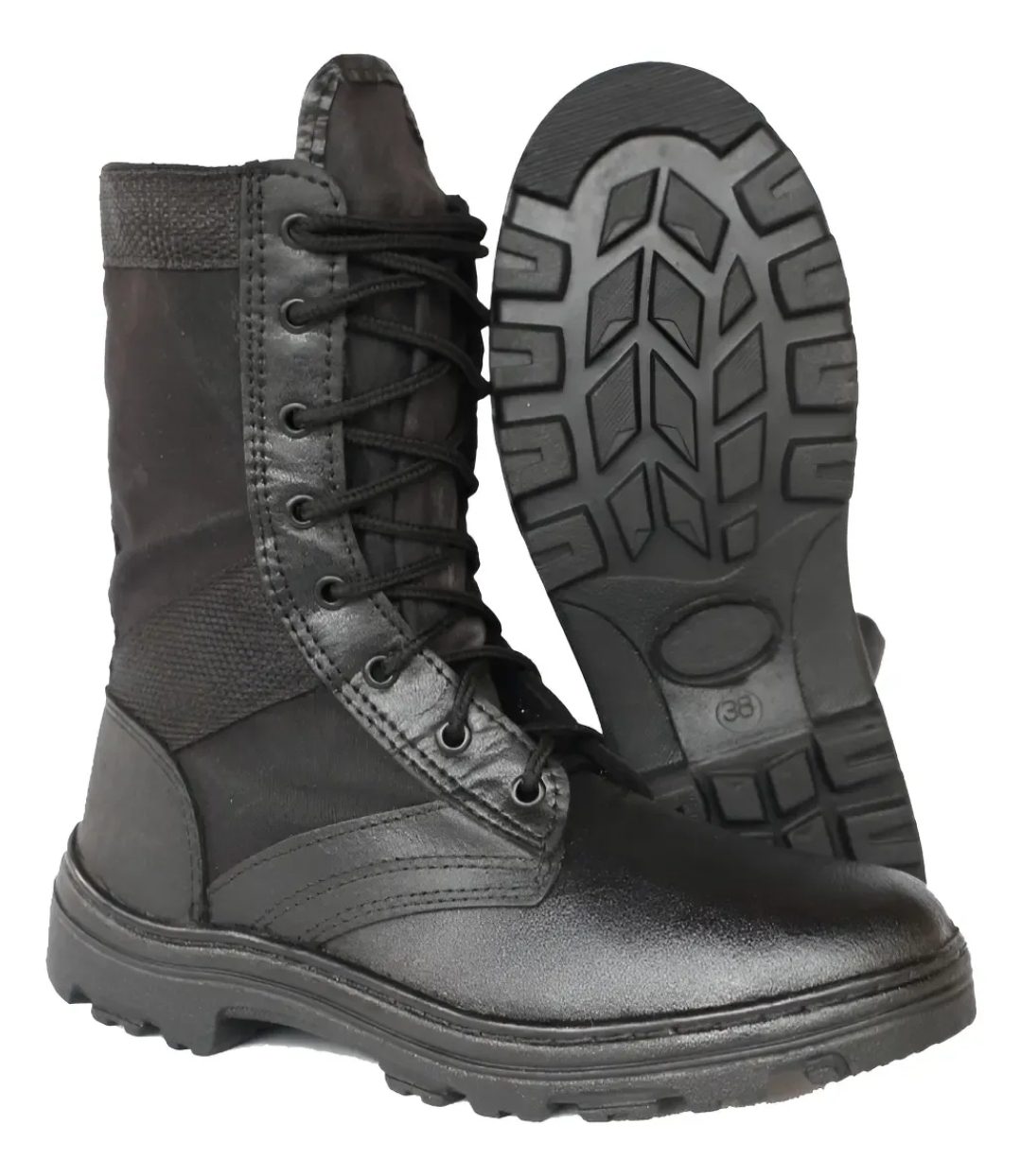 Coturno Militar Com Ziper Couro Extra Leve