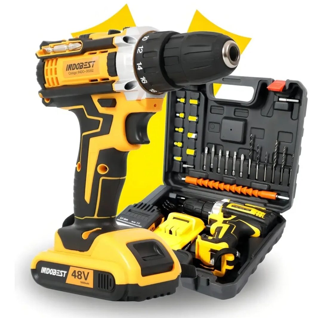 Parafusadeira Furadeira Sem Fio 2 Baterias 340w 1550 Rpm Cor Amarelo