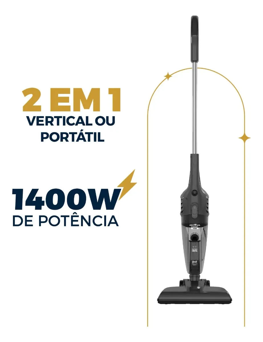 Aspirador Pó Britânia 1400w 2 Em 1 Cinza
