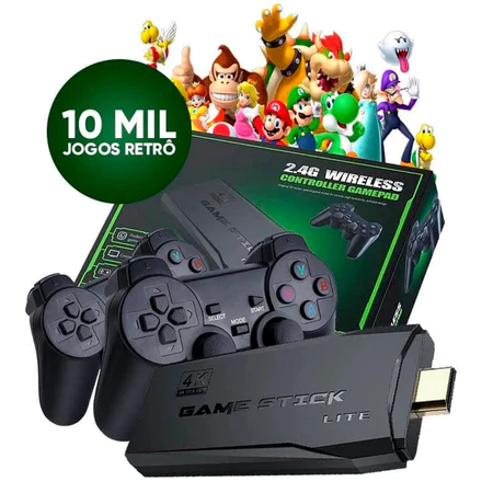 Videogame Retro 64GB Controle Sem Fio De 10000 Jogos Integrados