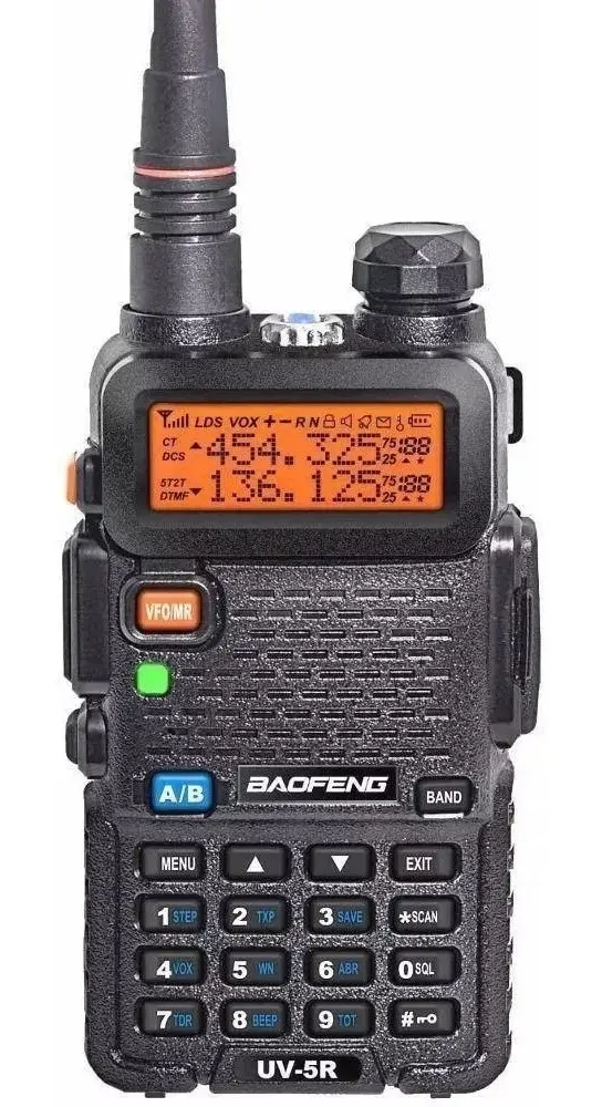Rádio Comunicador Ht Dual Band Uhf Vhf Uv-5r Fm Fone Ptt Cor Preto