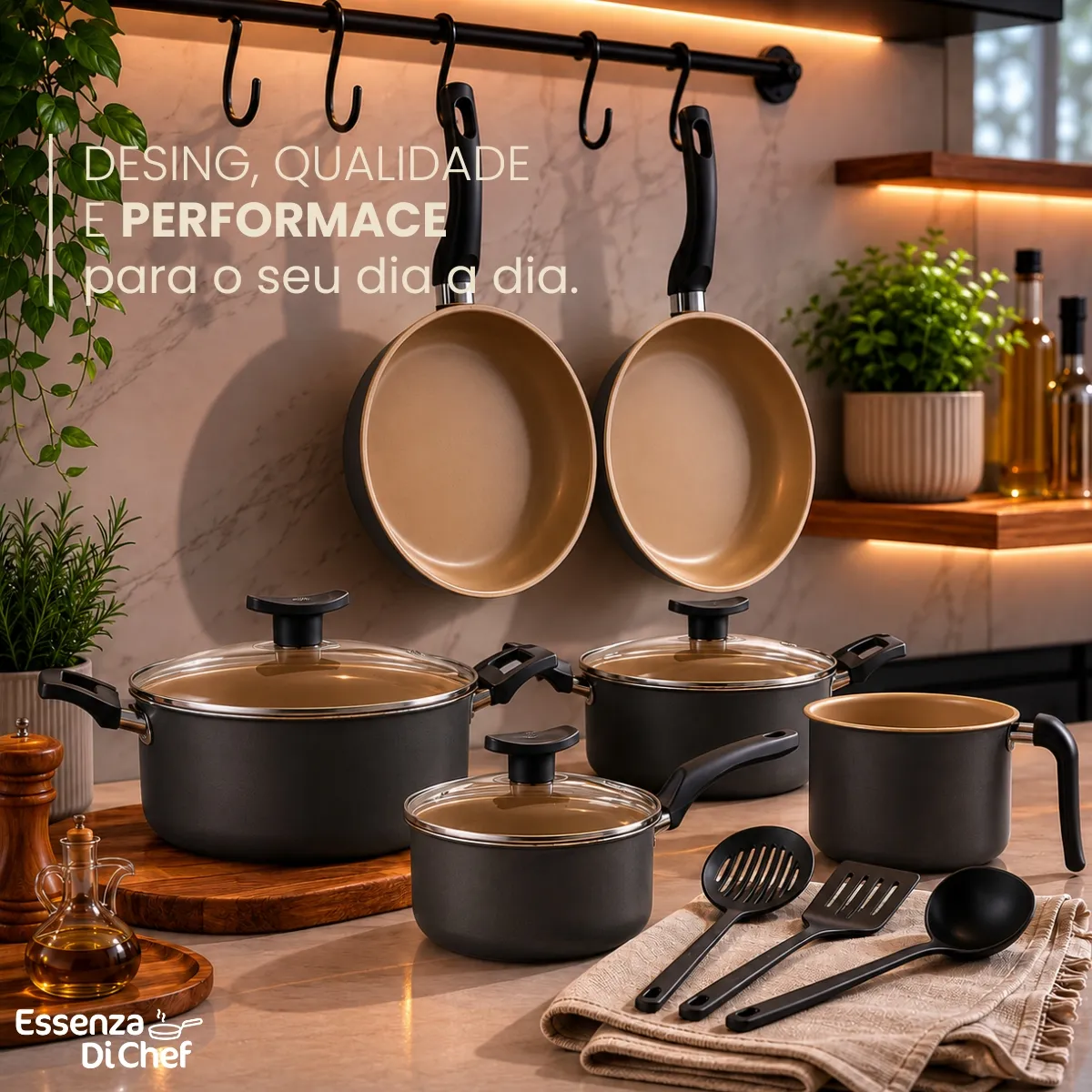 Conjunto Panelas Antiaderente 10 Peças Teflon Várias Cores